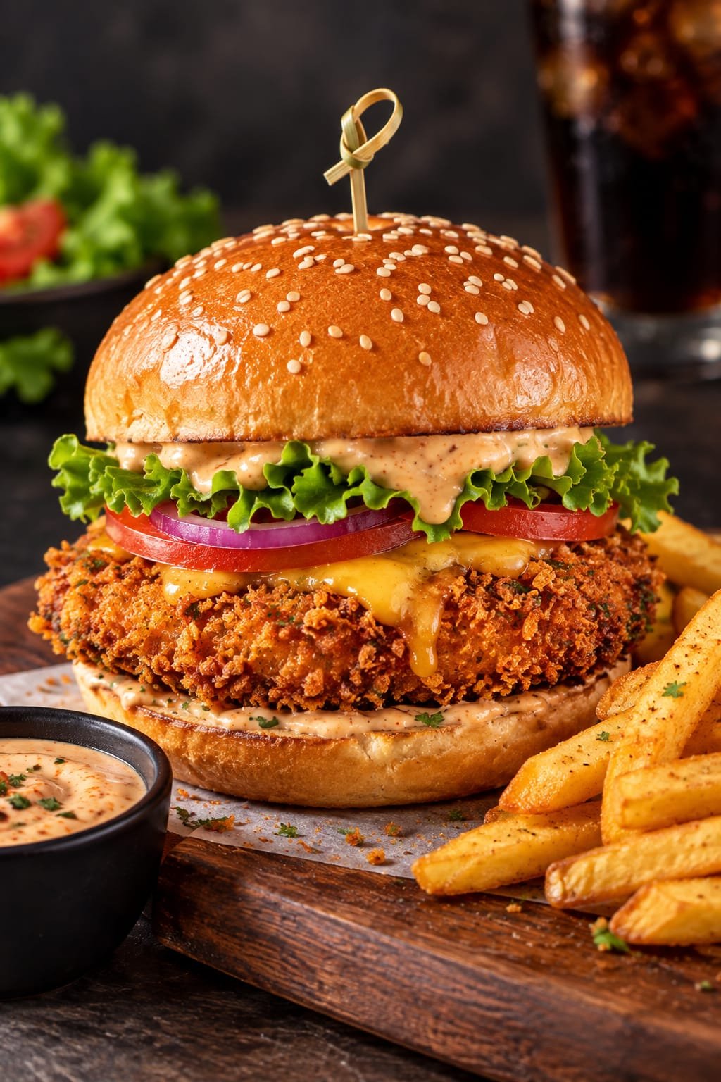 Crispy Panko Schezwan Fried Burger