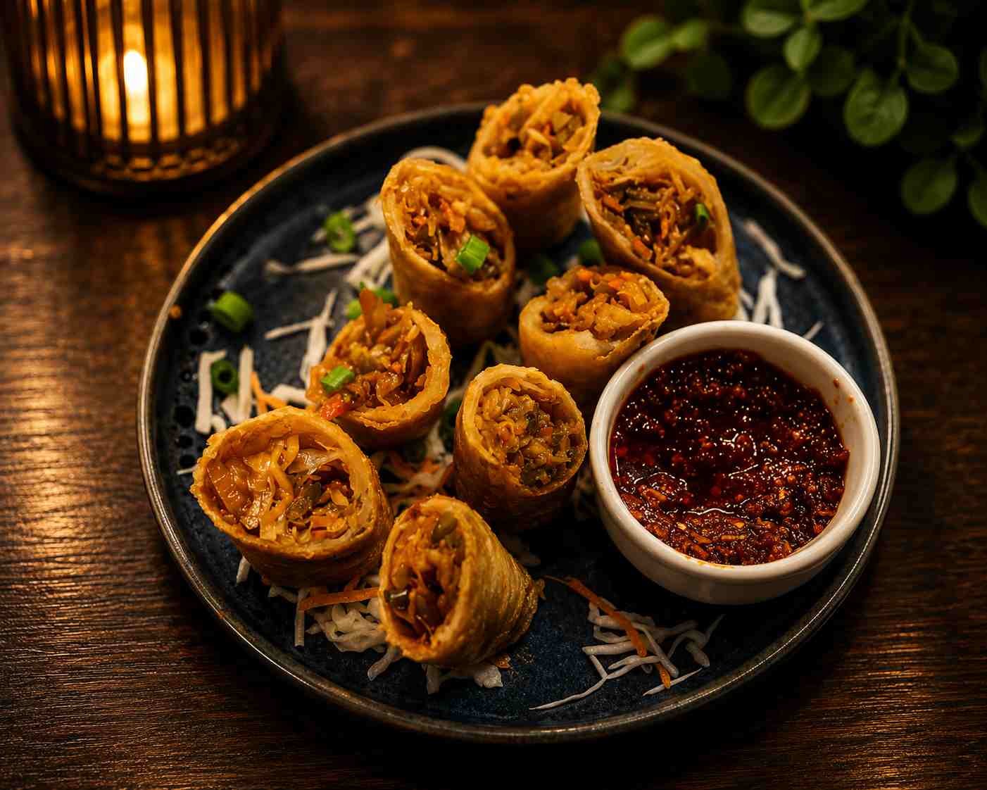 Popiah Je Vegetable Spring Roll With Orange Chilli Sauce