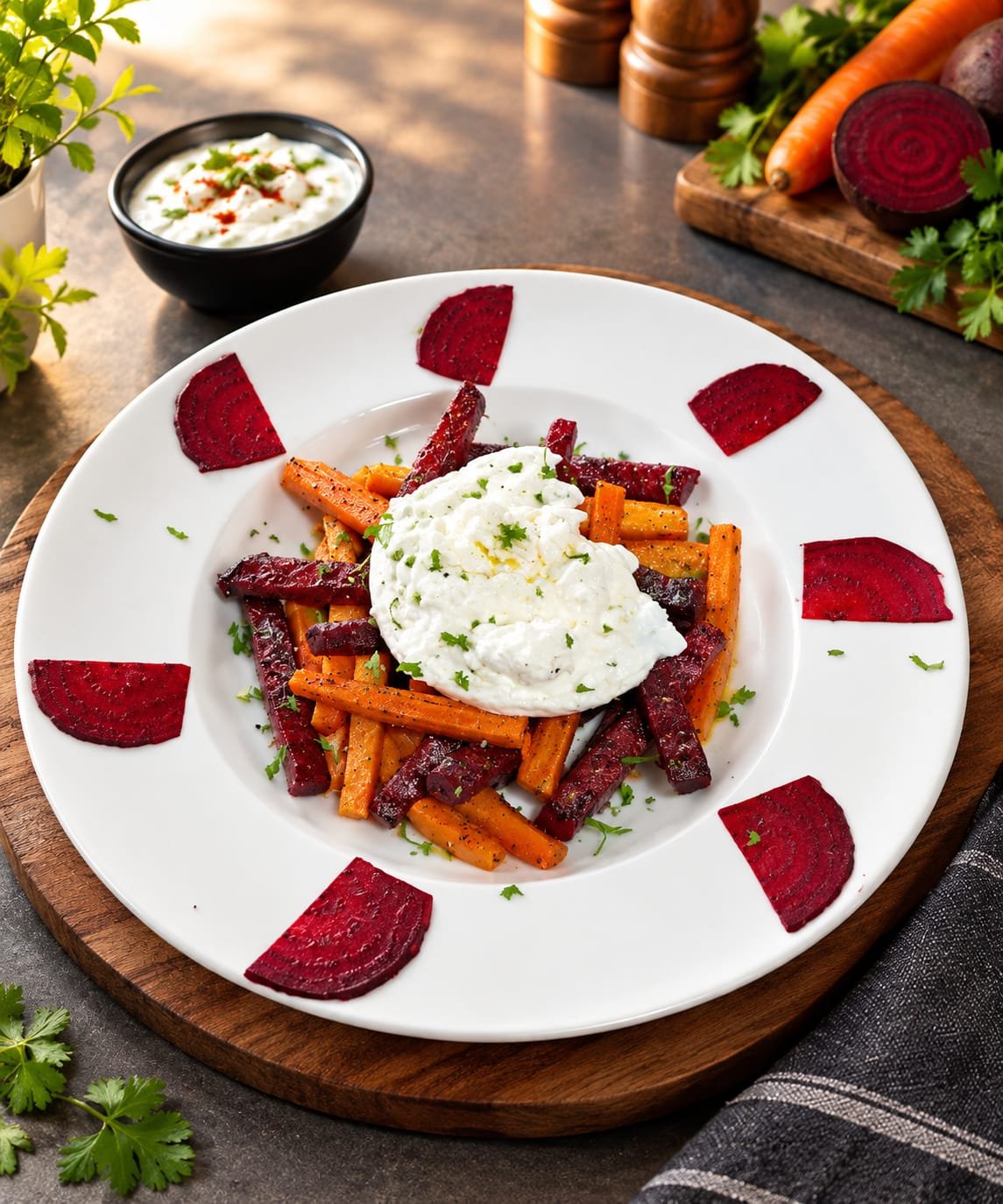 Roasted Beet & Carrot Salad With Burrata