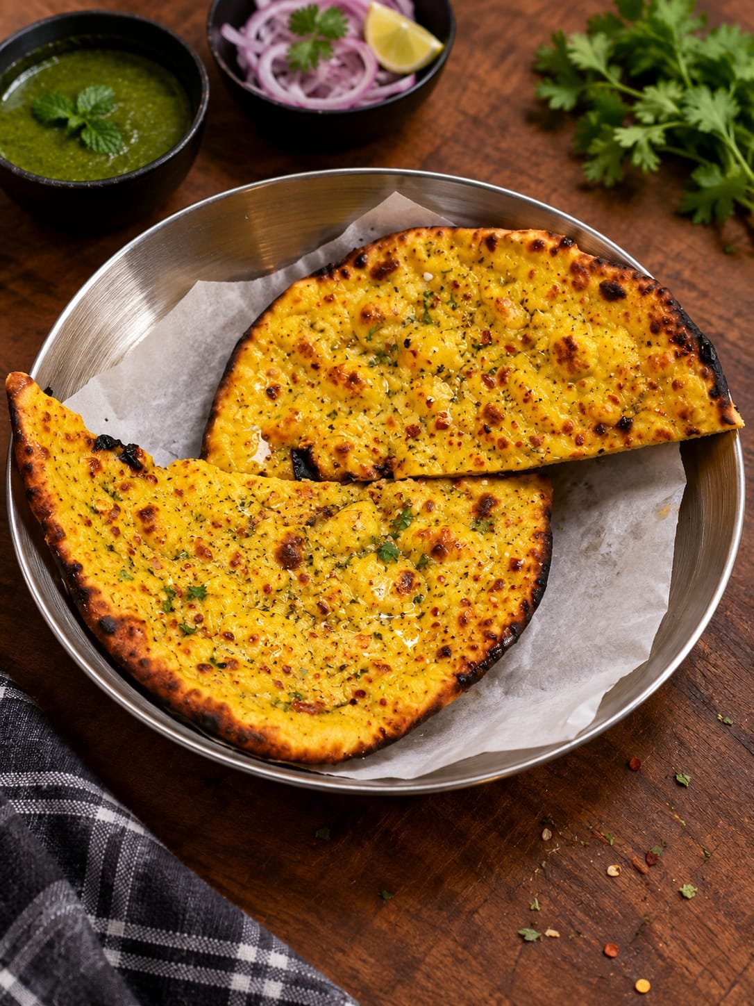 Fenugreek Jalapeno Missi Roti With French Butter