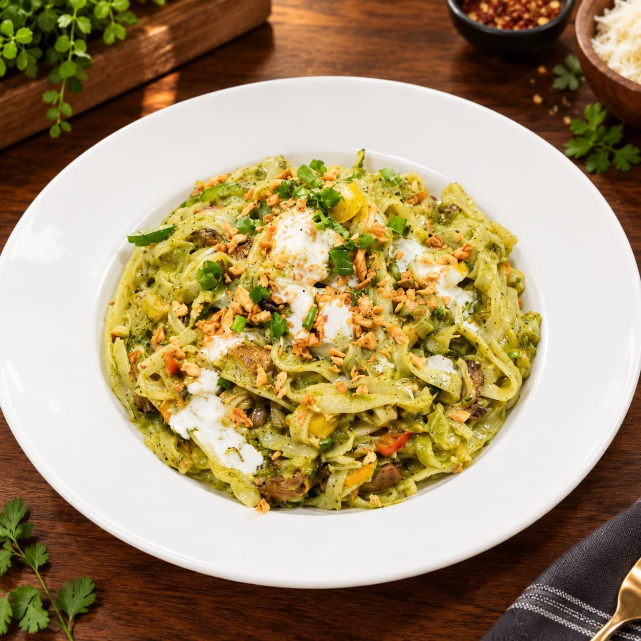 Thai Chilli Basil Noodles With Garlic